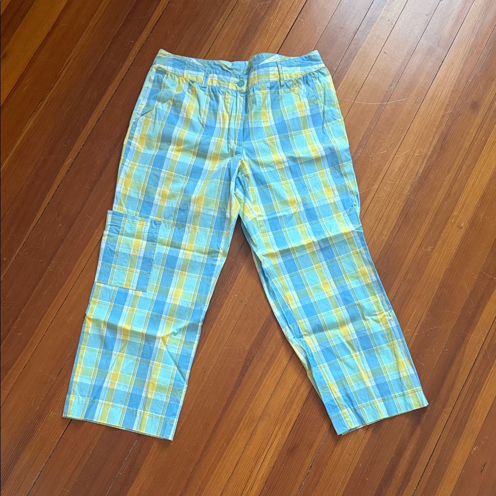Lilly Pulitzer Blue and Yellow Plaid Capris